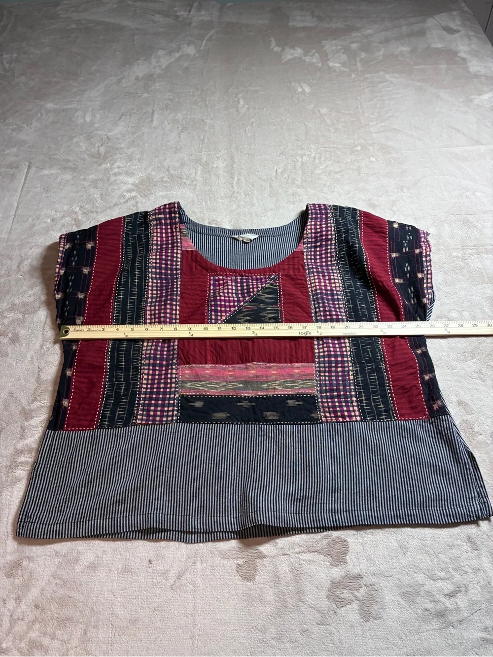 MarketPlace India Patchwork Ikat Kantha Art Blouse Boho Women's Plus 2W Top